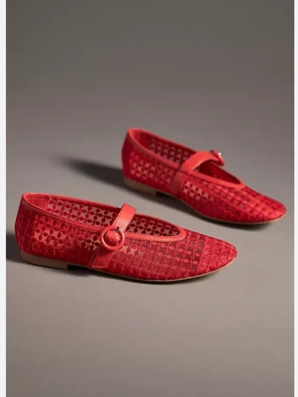 Nwt bibi lou mesh Red Women's Mary Jane Flats — Elegant Pointed-Toe Slip-Ons